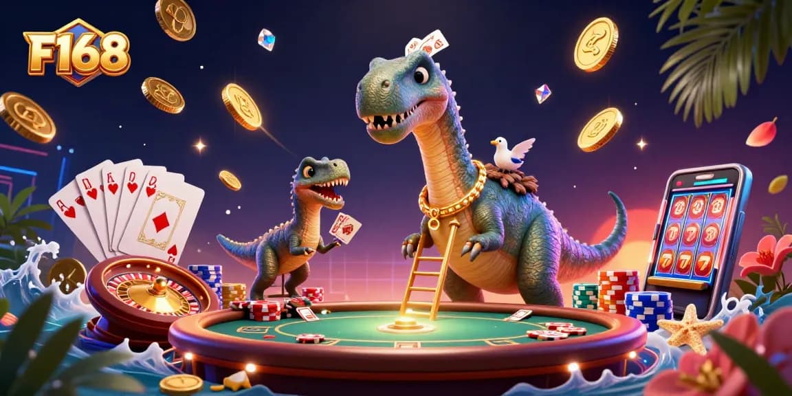 F168 engages players with vibrant casino experiences featuring dynamic characters in a 3D world.