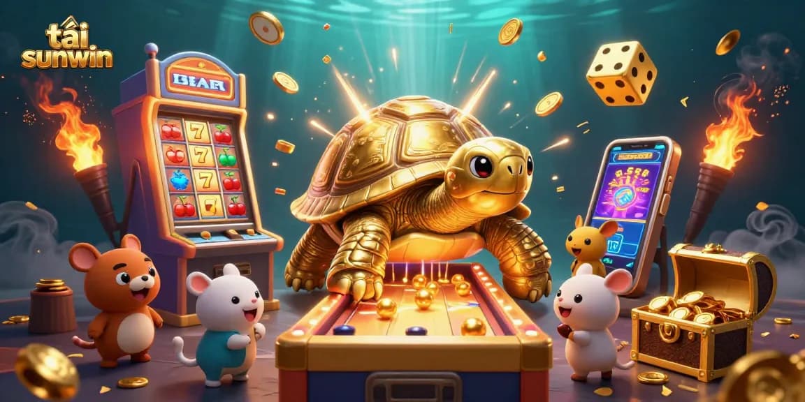 Play thrilling casino games with tải sunwin in a lively 3D scene featuring a vibrant tortoise.