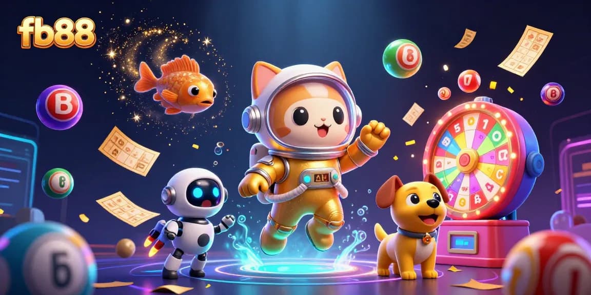 Experience thrilling gameplay at fb88 as a cartoon astronaut cat and robot dog navigate a vibrant casino universe.