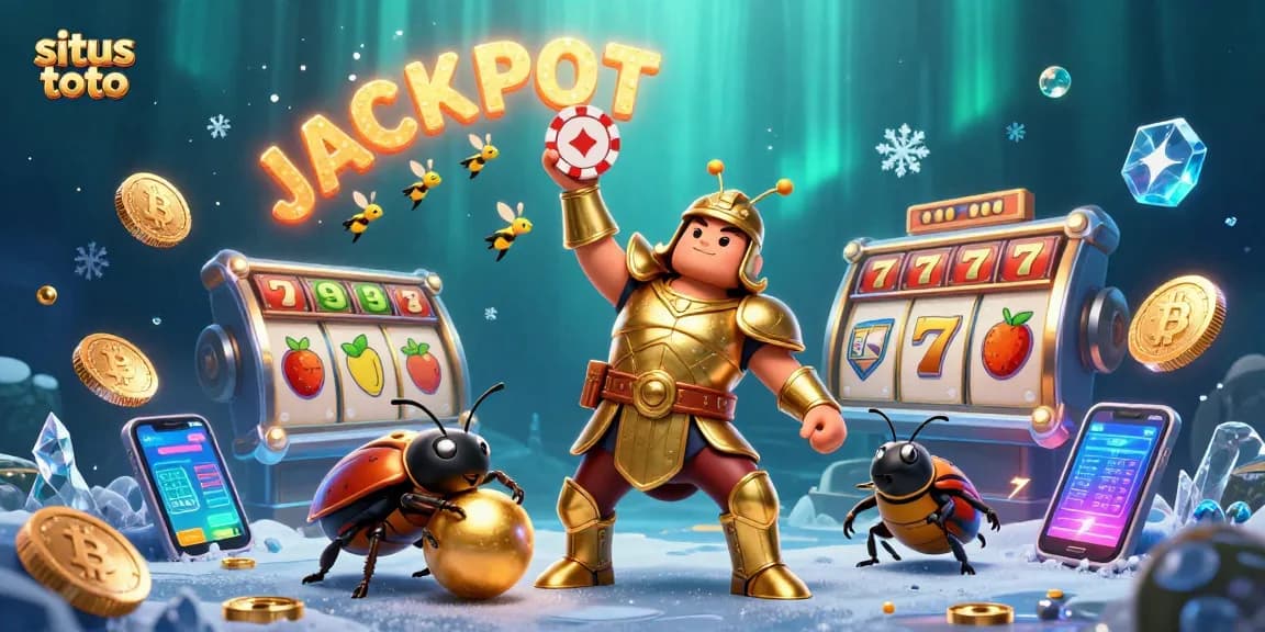 Memenangkan jackpot situs toto dengan pemandangan menarik dan karakter unik dalam suasana kasino.