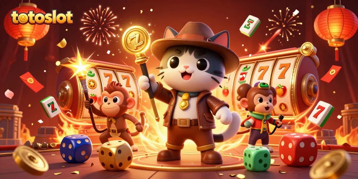 Engage with totoslot as a daring archaeologist cat uncovers treasures in a vibrant casino setting.