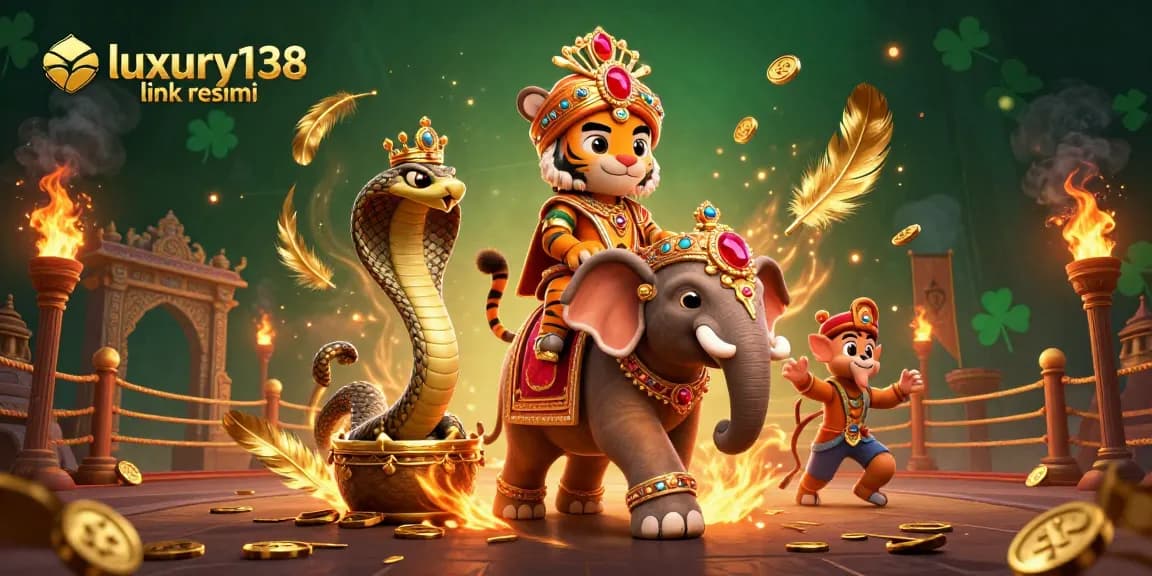 Spin for riches with luxury138 link resmi in a vibrant 3D casino adventure illustration.