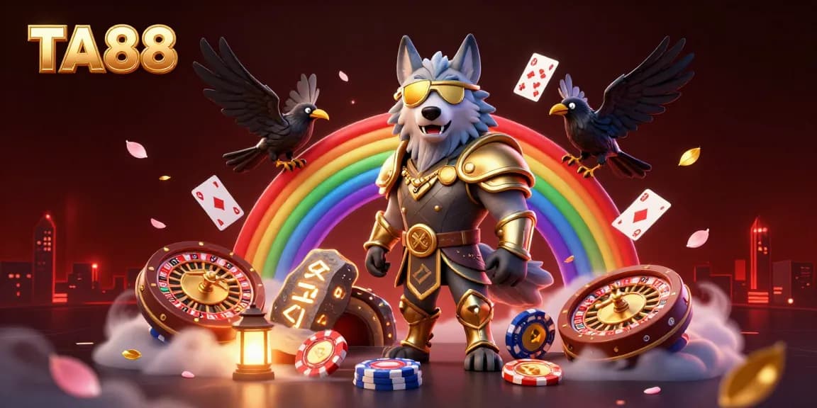 Join the excitement at TA88 with Odin and his ravens amidst a vibrant casino scene