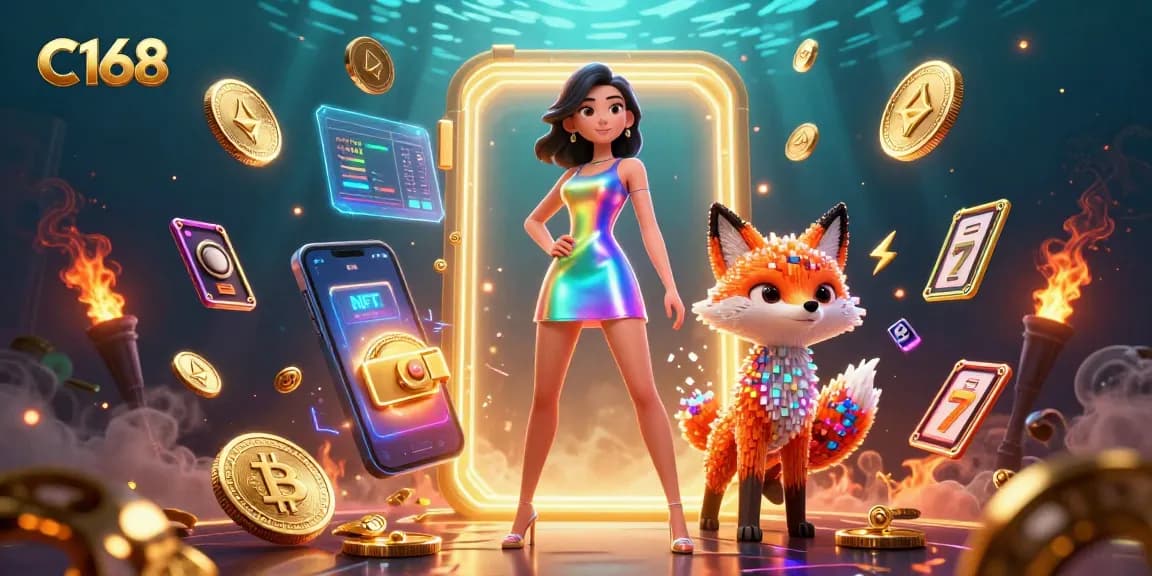 Experience thrilling gambling adventures with C168 in a vibrant casino-themed illustration.
