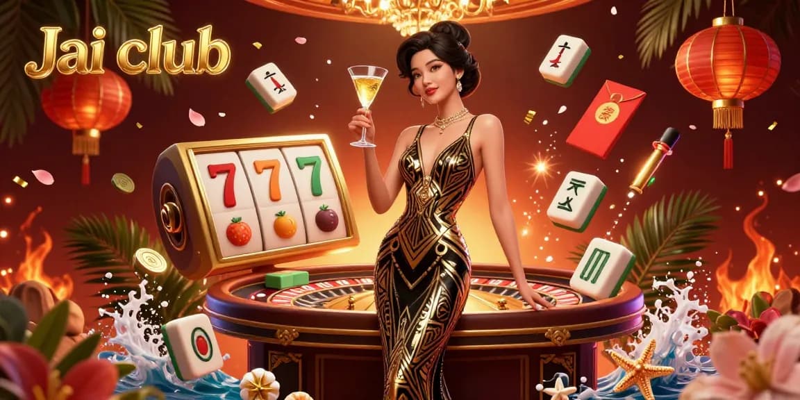 Experience a thrilling night at Jai club with vibrant slot reels and elegant ambiance.