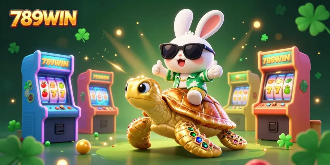Experience the excitement of 789WIN with a colorful illustration of a lucky rabbit and golden turtle.