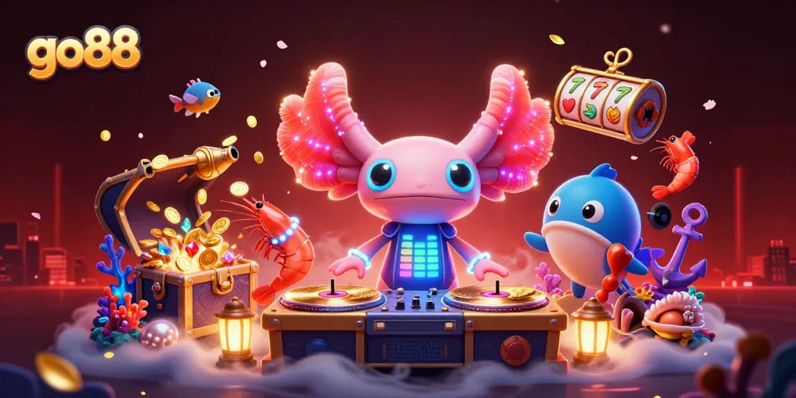 Engage with go88's thrilling gaming adventures featuring colorful 3D characters and dynamic casino elements.