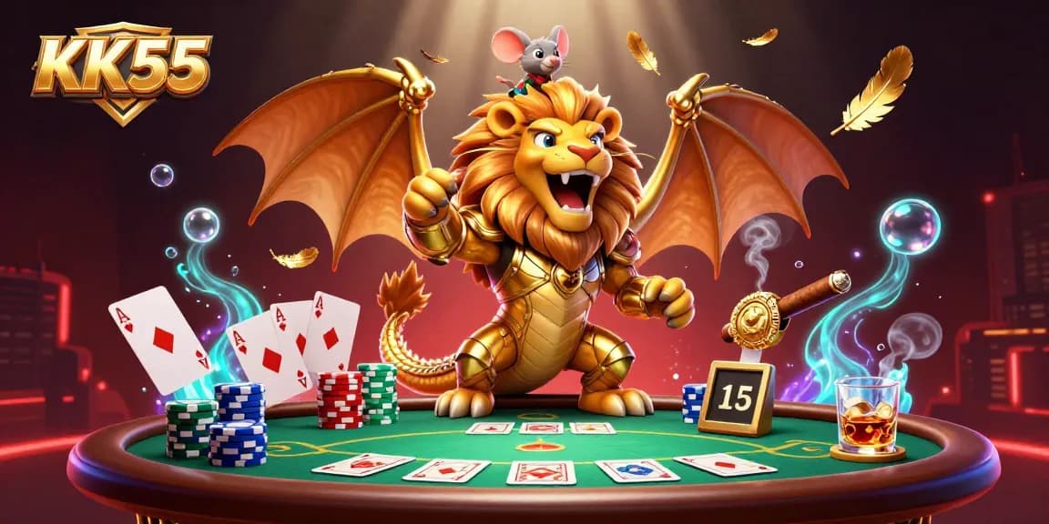 Engage in thrilling games at KK55, featuring an epic chimera and poker action.