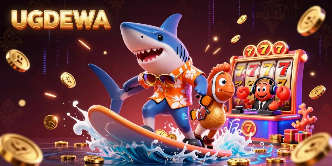 Experience the thrill of winning with UGDEWA's vibrant 3D casino scene featuring dynamic characters and jackpot excitement.