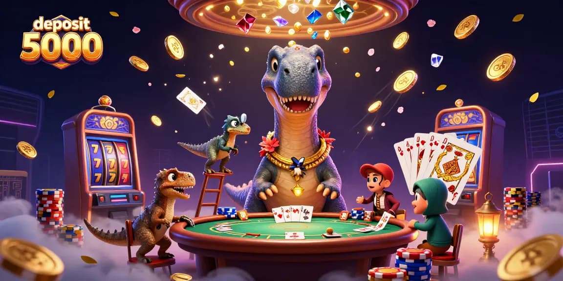 Experience the excitement of slot games with a dynamic scene featuring deposit 5000 events and vibrant winnings.
