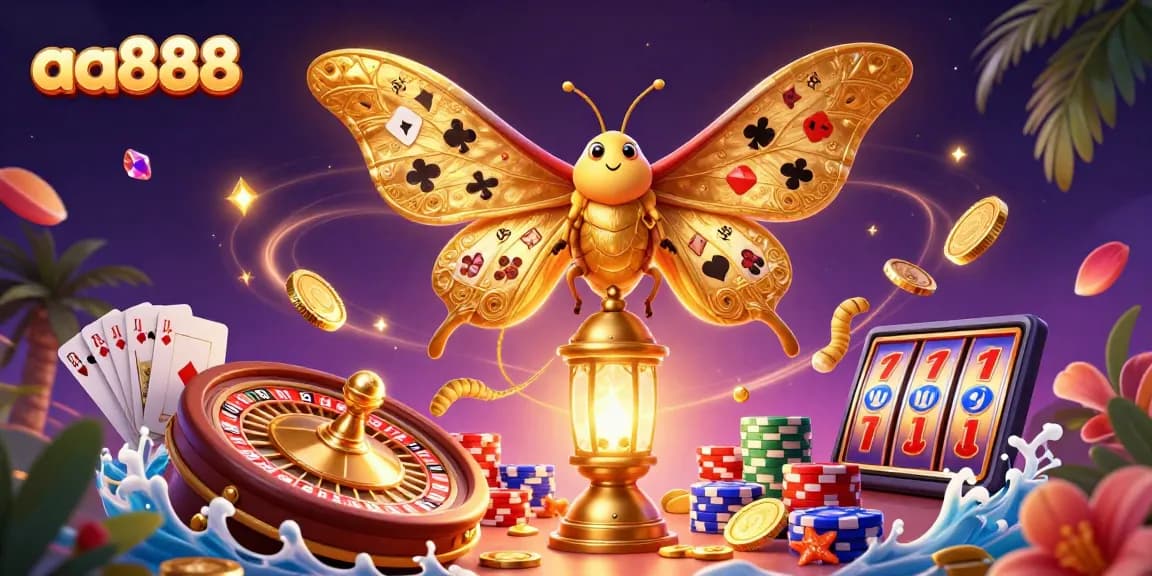 Experience the excitement of aa888 online betting with a vibrant casino-themed illustration.