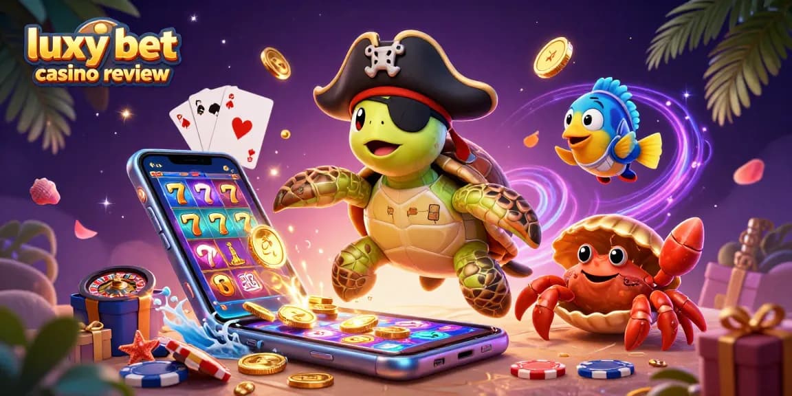 Engage in thrilling gameplay with luxy bet casino review featuring a vibrant 3D turtle and treasure scene.