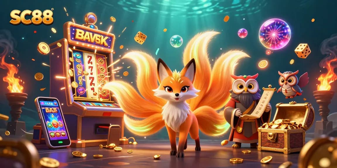 Experience the thrilling world of SC88 with vibrant casino elements in an engaging 3D illustration.