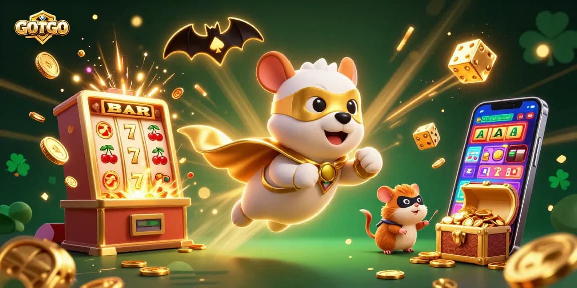 Terlibat dengan suasana permainan GOTOTO yang mendebarkan, menampilkan anjing superhero dan elemen kasino yang berwarna-warni.
