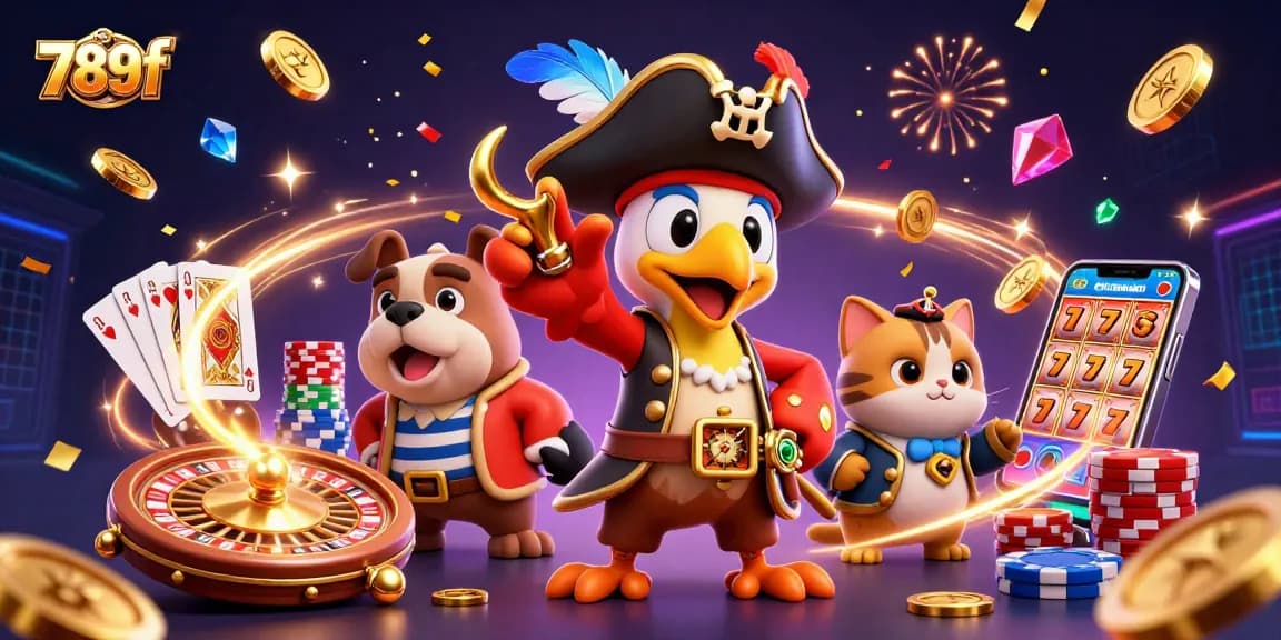 Experience the excitement of 789f as pirates celebrate winnings in an ultra-detailed casino scene.
