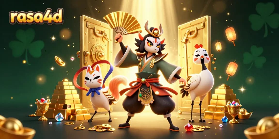 Rasakan pengalaman bermain di rasa4d dengan ilustrasi 3D berwarna-warni dan elemen judi yang menarik.
