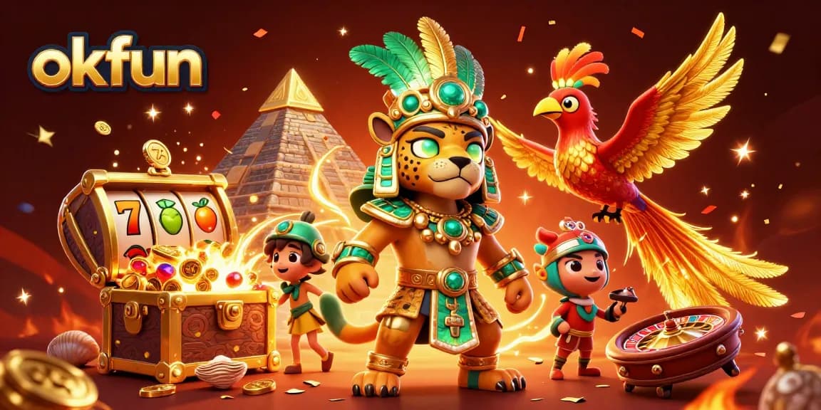 Experience the excitement of winning at okfun with this vibrant casino scene featuring festive elements.