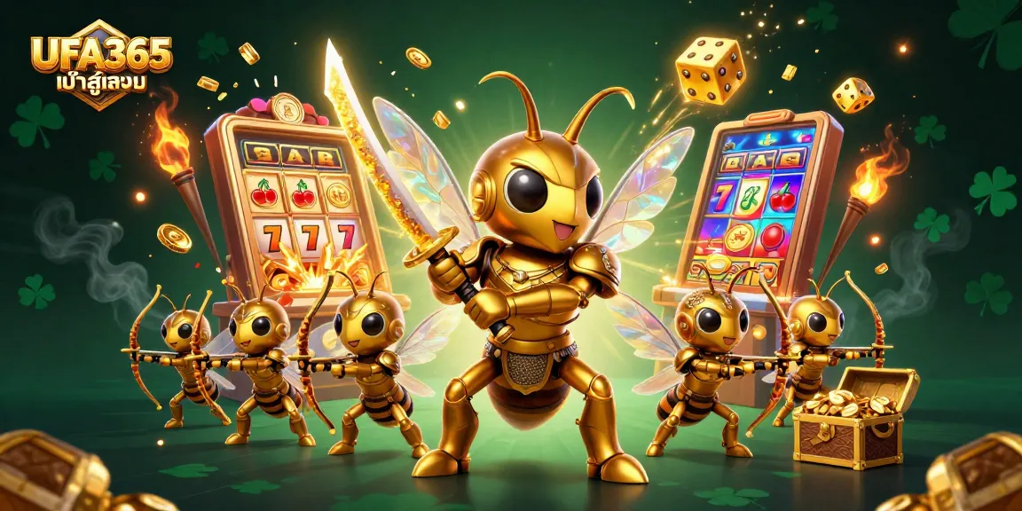 UFA365 เข้าสู่ระบบ กับภาพการ์ตูน 3D ของสัญลักษณ์คาสิโนและนักรบที่มีเกียรติ