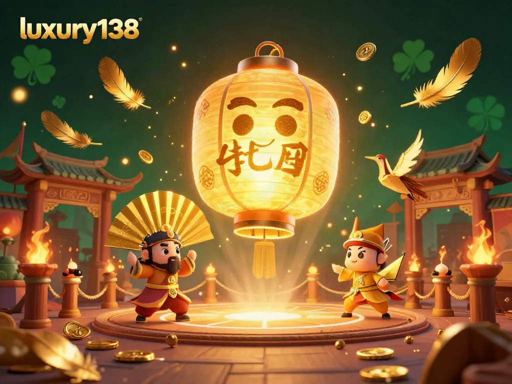 Engage with the captivating world of luxury138, showcasing a vibrant casino scene filled with illuminated characters and rich gambling symbols.