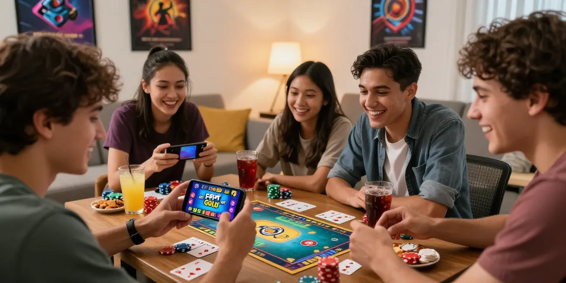 Friends enjoying the Teen Patti Gold game on a smartphone, showcasing vibrant graphics and a lively gaming atmosphere.