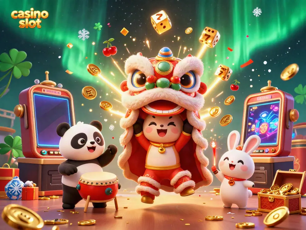 Engage with vibrant casino slot action featuring lively characters in a dynamic scene of celebration and luck.