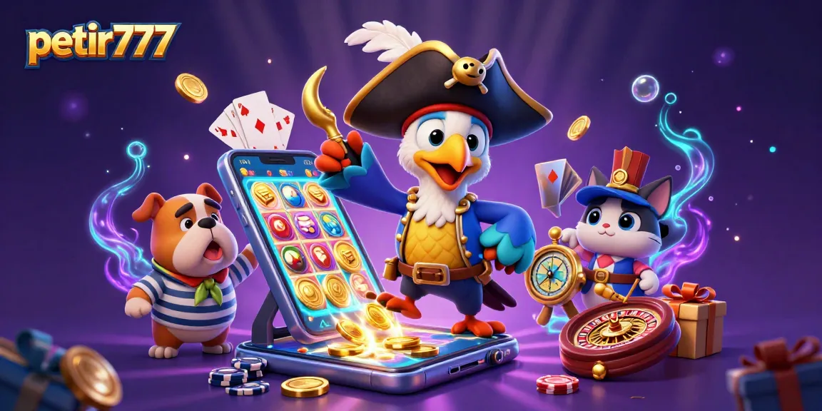 Engage in petir777 adventures with pirate captain, bulldog mate, and cat navigator amidst slot games.