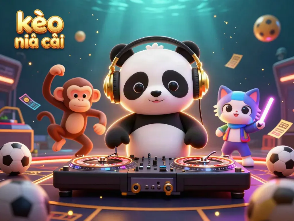 Join the excitement of kèo nhà cái with dynamic characters spinning odds, interactive betting, and vibrant sports elements.