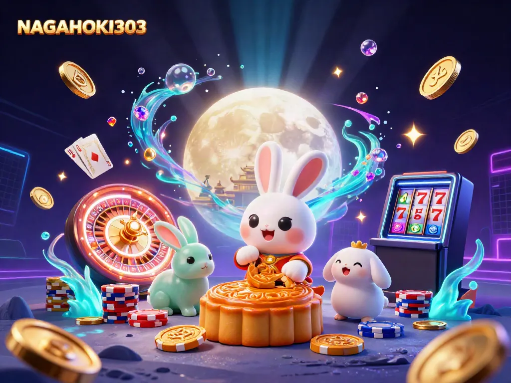 Gali kesenangan judi dengan NAGAHOKI303, fitur kelinci bulan dan perhiasan kasino.