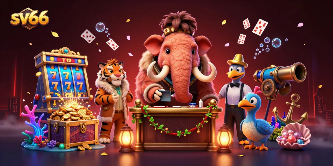 Experience VIP gambling at sv66 with vibrant scenes of excitement, featuring lucky symbols and illuminating effects.