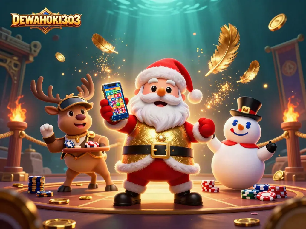 DEWAHOKI303 menghadirkan permainan slot menarik dengan Santa Claus, rusa dan salju, menambah keseruan judi online.