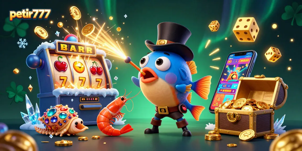 Engage with petir777's vibrant slot gaming world, featuring a deep-sea anglerfish and pirate shrimp amidst bursting jackpots.