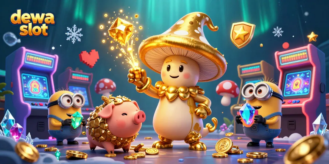 Experience exciting gameplay at dewa slot with a magical mushroom wizard and treasure-hunting pig.