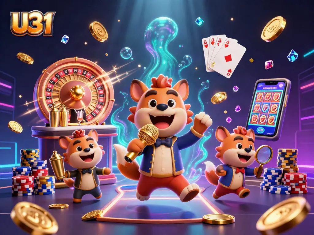 Experience U31's vibrant casino atmosphere with hyena comedians and bartenders amidst sparkling gems.