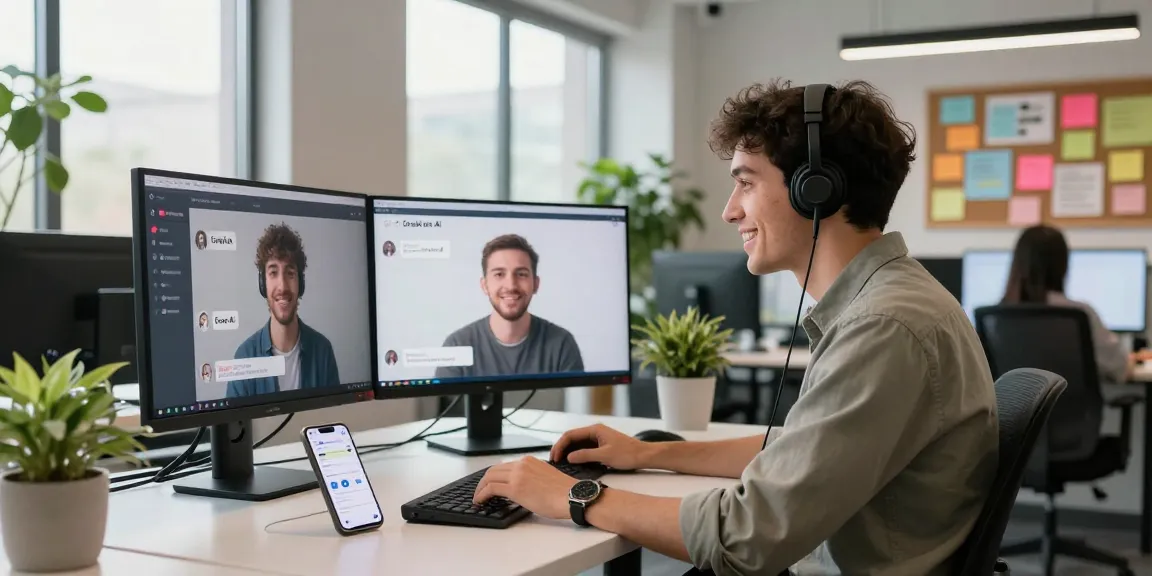 Engaging chat with Crush on AI in a modern workspace setting.