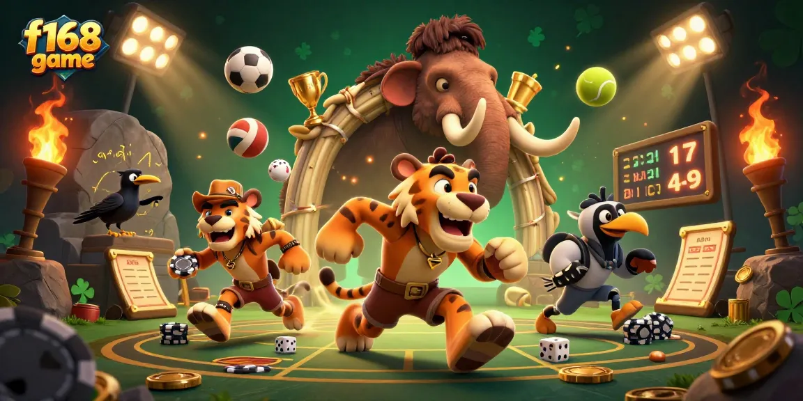 Experience the excitement of f168 game in this vibrant prehistoric casino scene featuring dynamic characters and elements.
