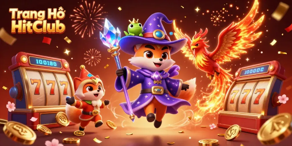 Experience the excitement of Trang Chủ HitClub with vibrant casino elements and enchanting characters.