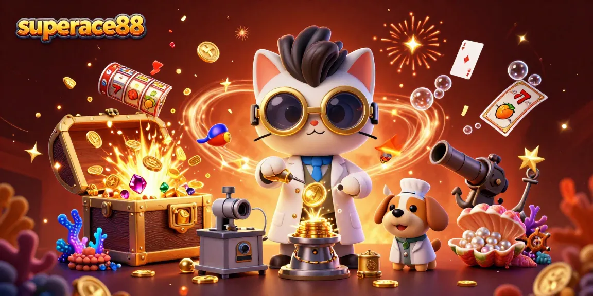 Experience thrilling wins at superace88 with this vibrant casino-themed 3D illustration.