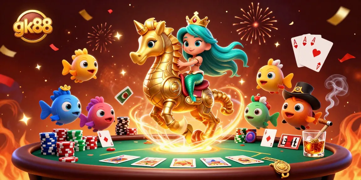 Join the thrilling gameplay of gk88, where mermaid princesses engage in vibrant poker action!