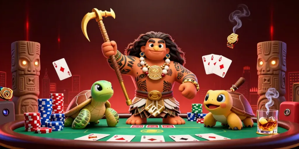 Experience exciting gaming action with lucky creek bonus codes while playing poker surrounded by vibrant characters.