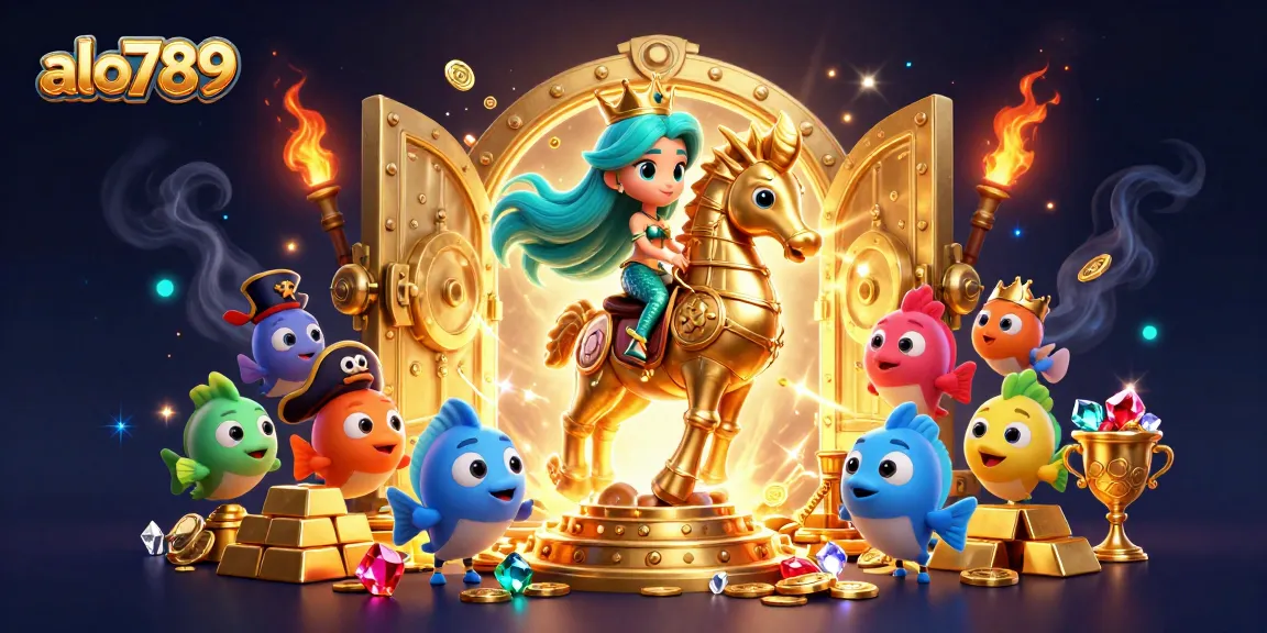 Win big at alo789 with a vibrant underwater scene showcasing a mermaid princess and treasure.