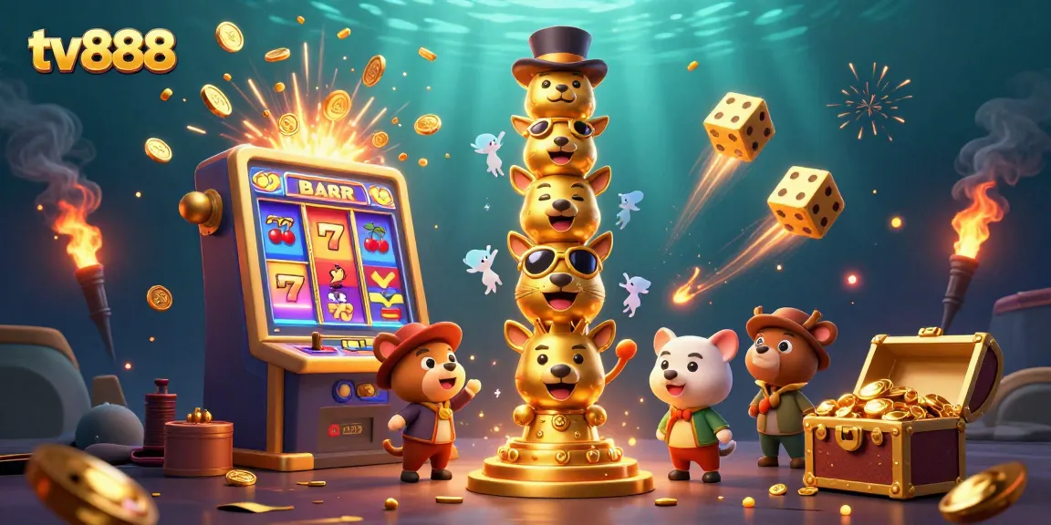 Win big with thrilling games and jackpots at tv888, featuring enchanting totem poles and lively casino elements.