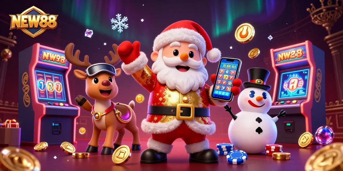 Experience thrilling jackpots and unique gameplay at NEW88 with festive characters in vibrant casino settings.