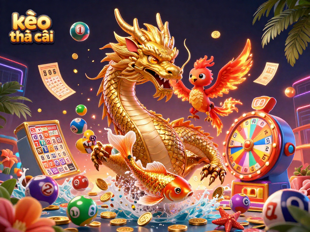 Engage with kèo nhà cái through a vibrant illustration showcasing gaming excitement, luck, and winning opportunities.