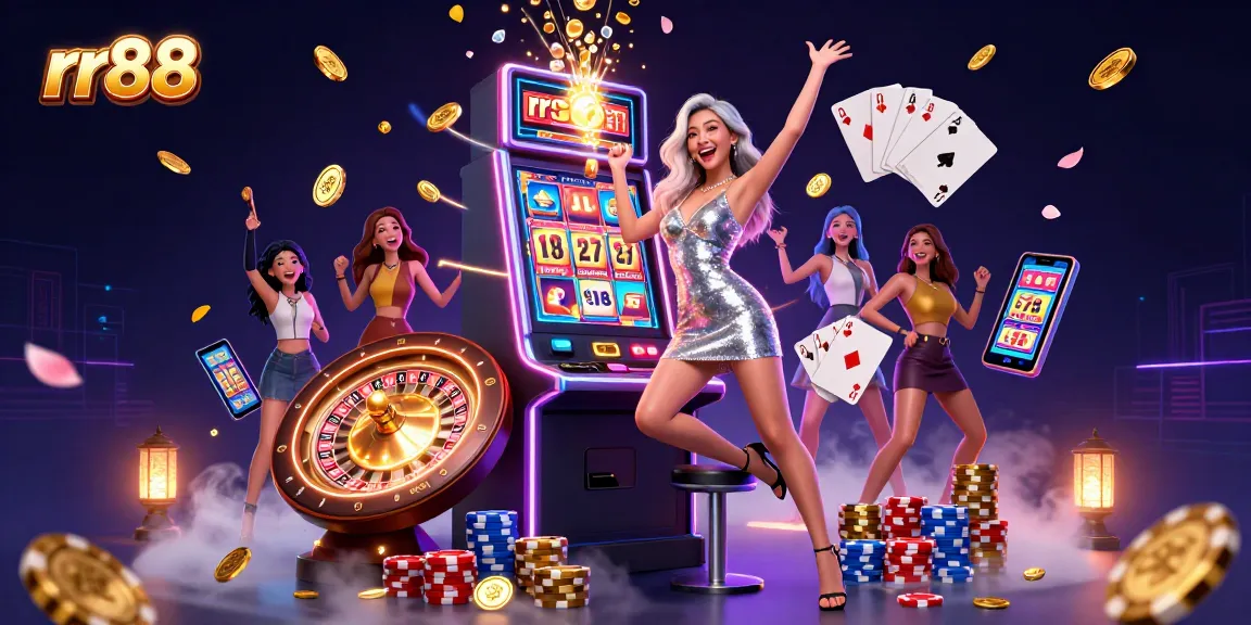 Celebrate big wins with rr88's exciting jackpot scenes featuring vibrant coins and casino action.