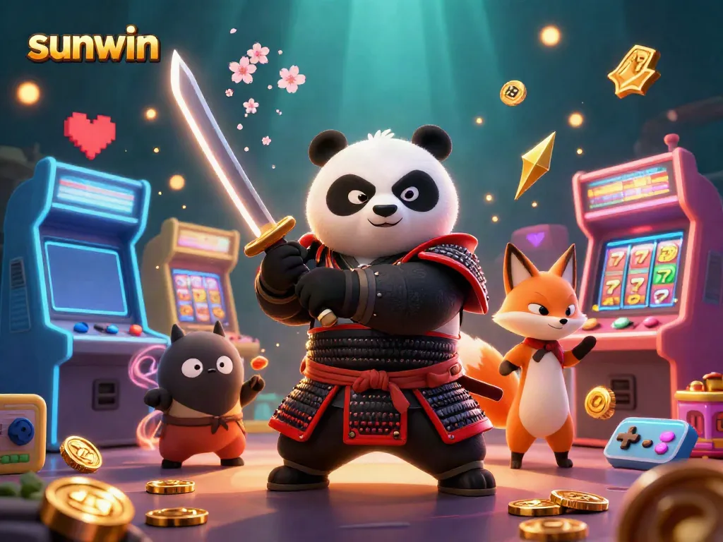 Engage with thrilling games at sunwin, where samurai panda and ninja fox unite in a vibrant casino scene.