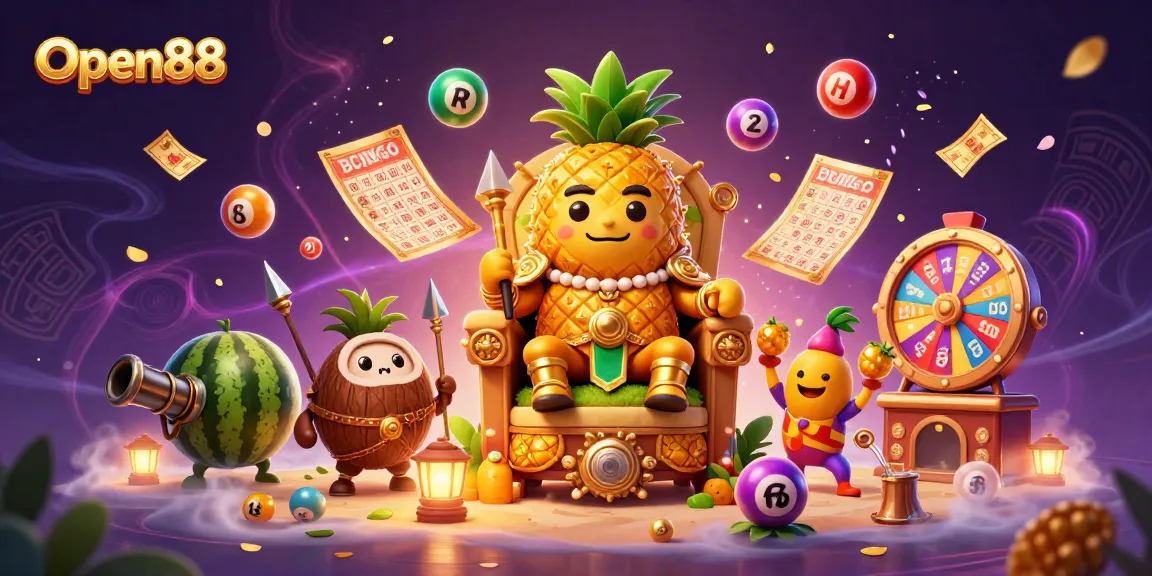 Experience exciting gameplay at Open88 with vibrant lottery elements and a fun casino scene.