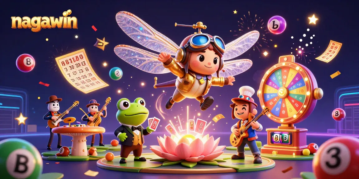 Experience thrilling wins at nagawin with a vibrant casino scene featuring dynamic games and characters.