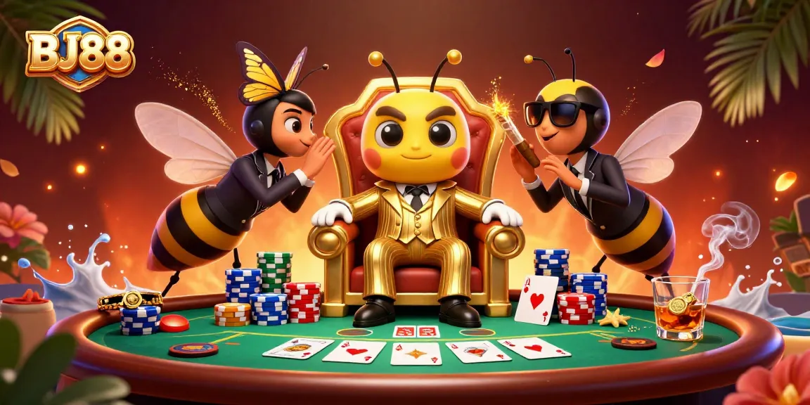 Engage in winning poker strategies at BJ88 with this vibrant, dynamic illustration.