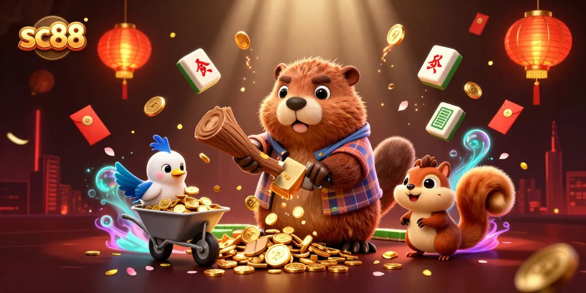 Play exciting games at sc88 while enjoying golden coins and vibrant celebrations in a lively illustration.