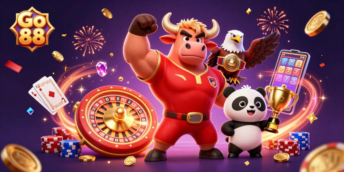 Experience the excitement at Go 88 with dynamic casino characters and vibrant game elements.